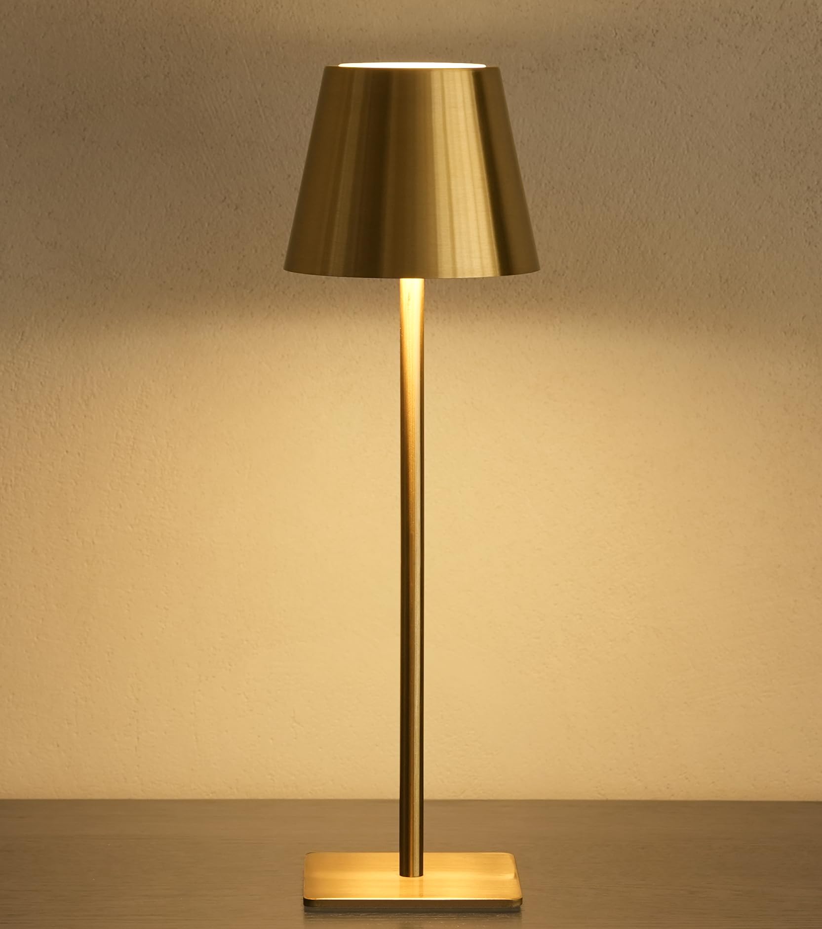 UME 3 Pack Cordless Table Lamp, Battery Operated Lamp - Portable Waterproof Rechargeable Table Lamp w/ 3 Color Temps & Stepless Dimming for Dinner, Desk, Cafe, Outdoor (Gold)